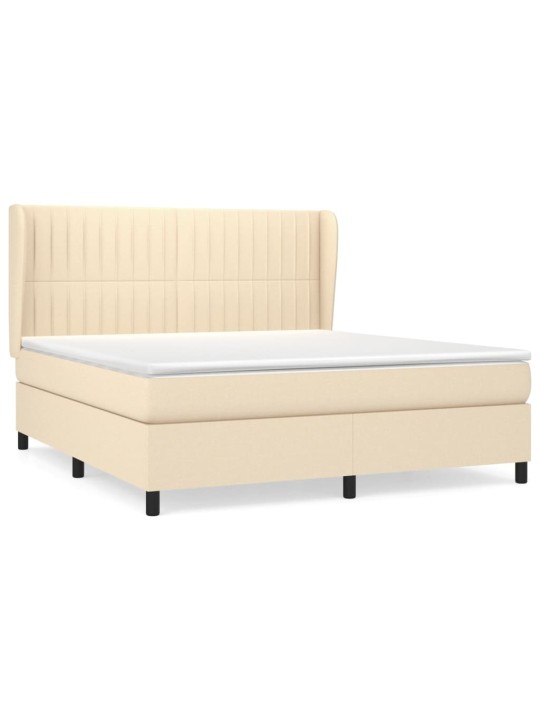 Box spring postel s matrací krémová 160x200 cm textil