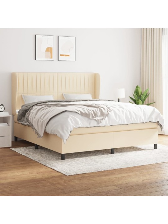 Box spring postel s matrací krémová 160x200 cm textil