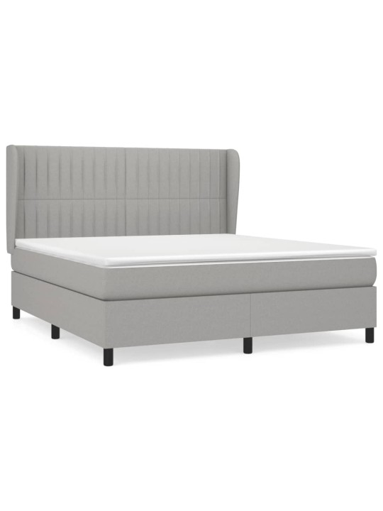 Box spring postel s matrací světle šedá 180 x 200 cm textil