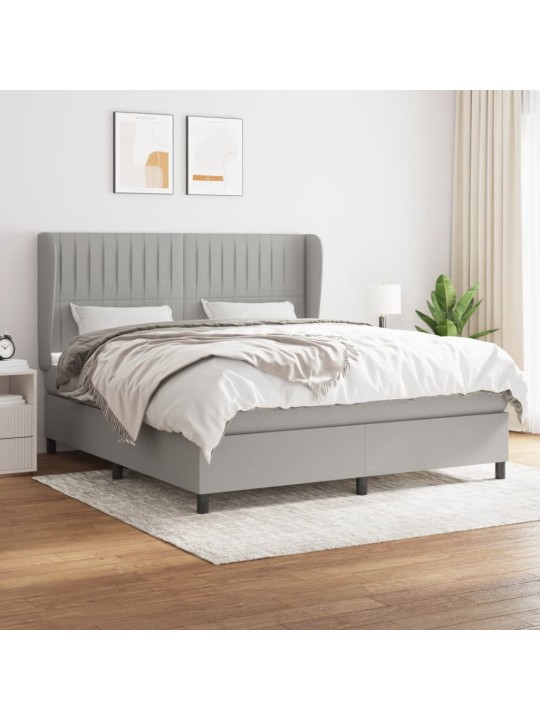 Box spring postel s matrací světle šedá 180 x 200 cm textil