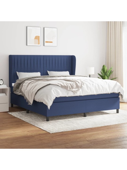 Box spring postel s matrací modrá 180x200 cm textil