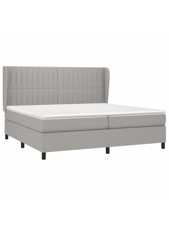 Box spring postel s matrací světle šedá 200 x 200 cm textil