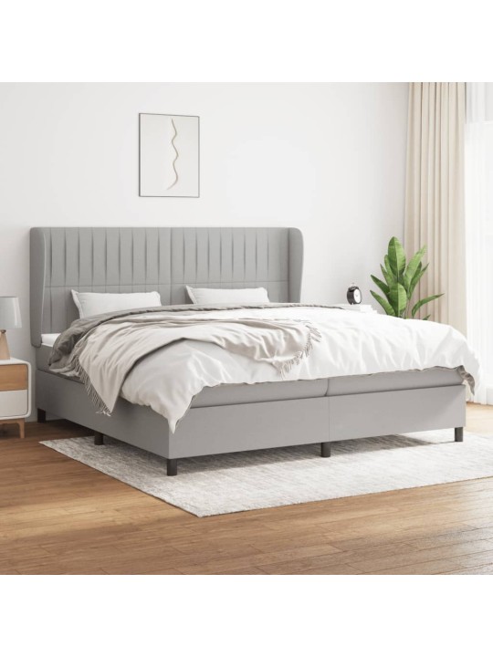 Box spring postel s matrací světle šedá 200 x 200 cm textil