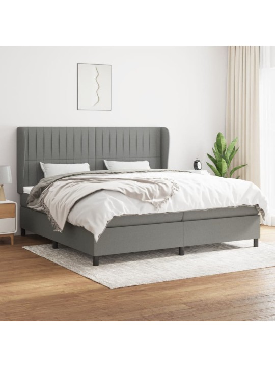 Box spring postel s matrací tmavě šedá 200x200 cm textil