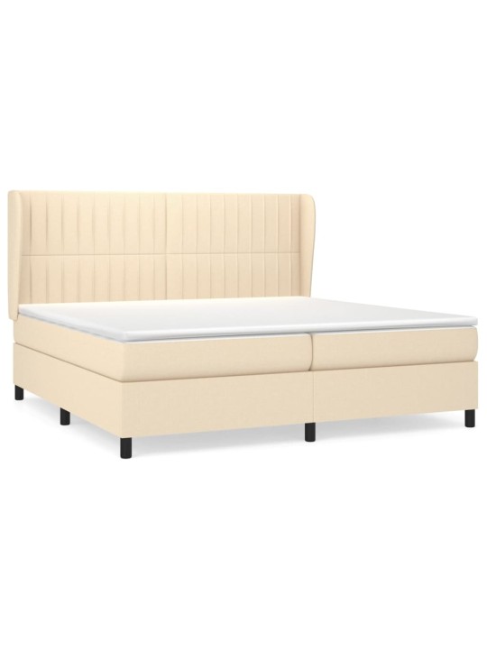 Box spring postel s matrací krémová 200x200 cm textil