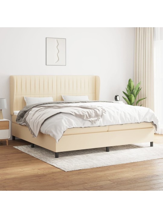 Box spring postel s matrací krémová 200x200 cm textil
