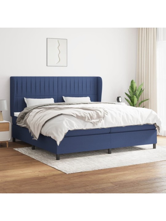 Box spring postel s matrací modrá 200x200 cm textil