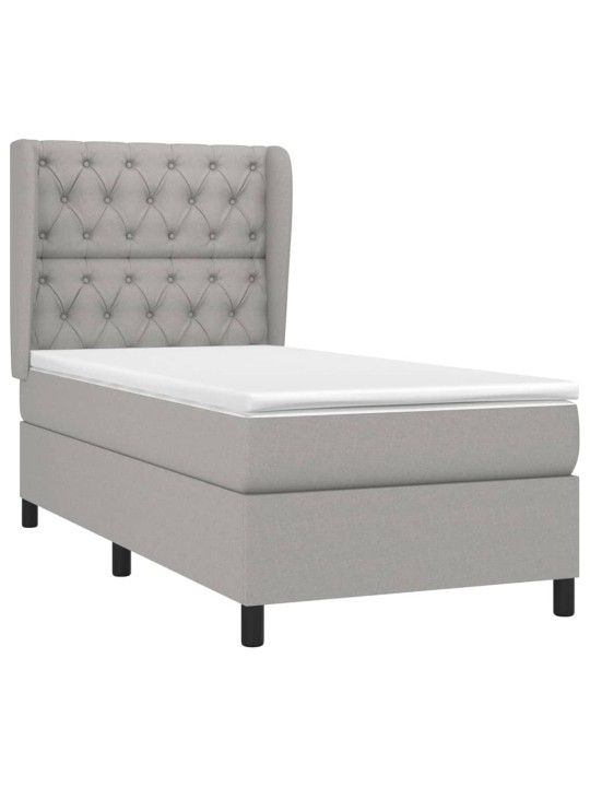 Box spring postel s matrací světle šedá 80 x 200 cm textil