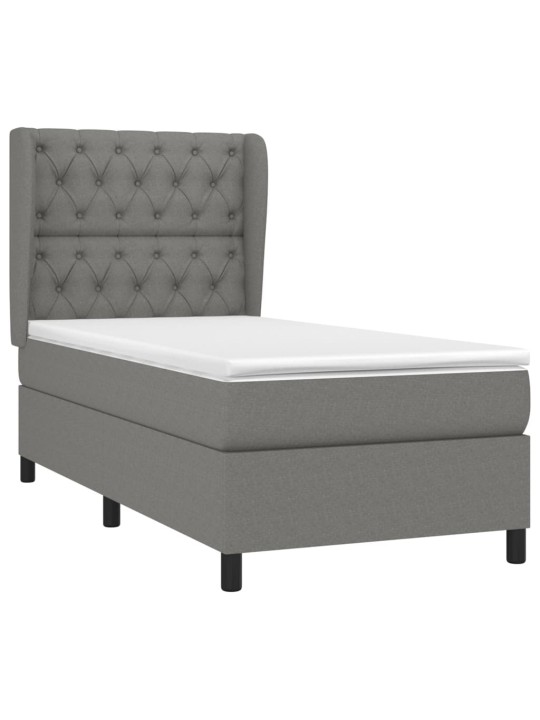 Box spring postel s matrací tmavě šedá 80 x 200 cm textil