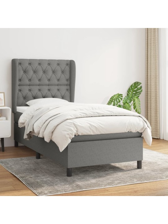 Box spring postel s matrací tmavě šedá 80 x 200 cm textil
