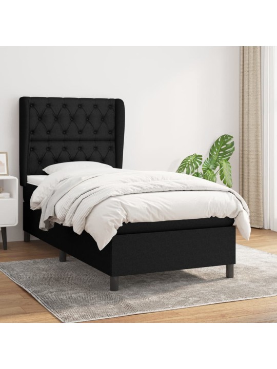 Box spring postel s matrací černá 80 x 200 cm textil
