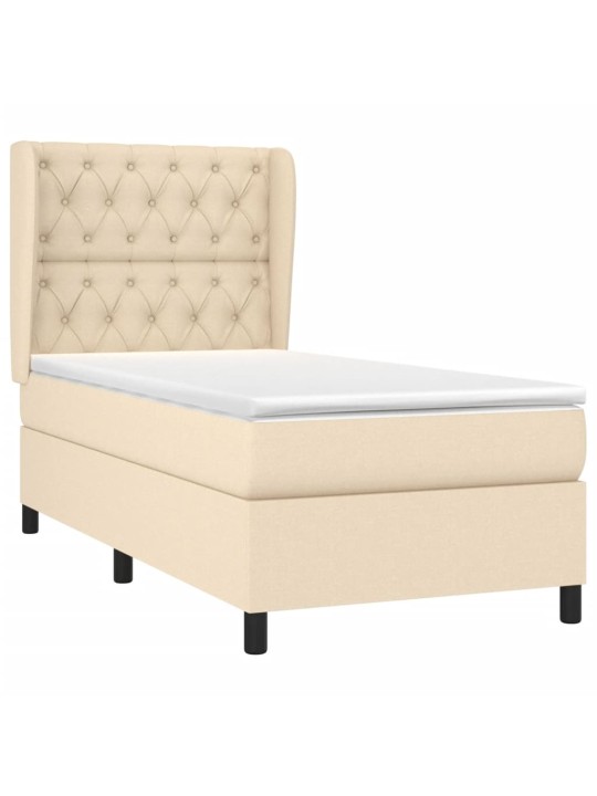 Box spring postel s matrací krémová 80 x 200 cm textil