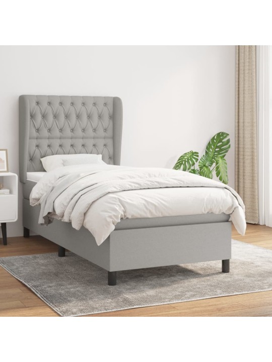 Box spring postel s matrací světle šedá 90x190 cm textil