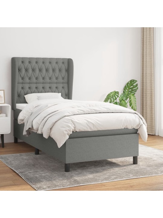 Box spring postel s matrací tmavě šedá 100 x 200 cm textil