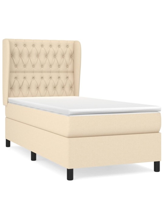 Box spring postel s matrací krémová 100 x 200 cm textil