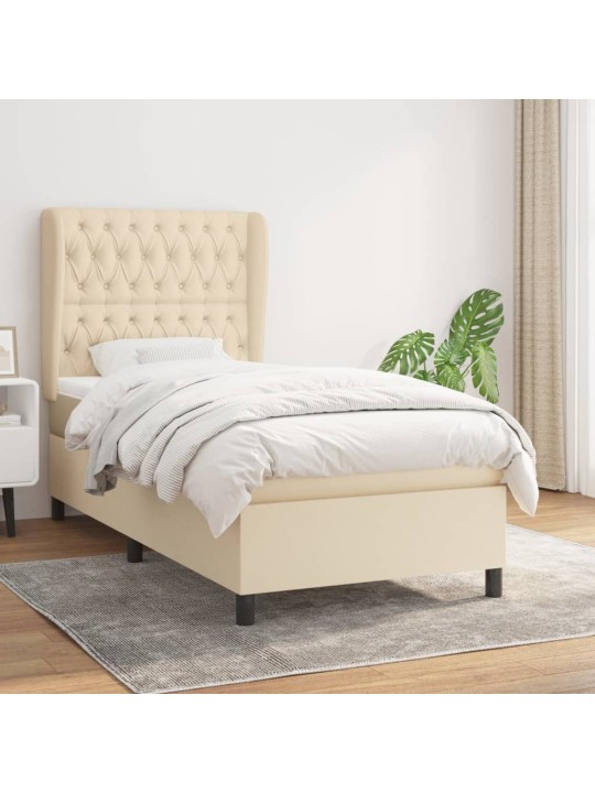 Box spring postel s matrací krémová 100 x 200 cm textil