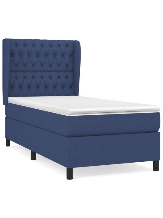 Box spring postel s matrací modrá 100 x 200 cm textil