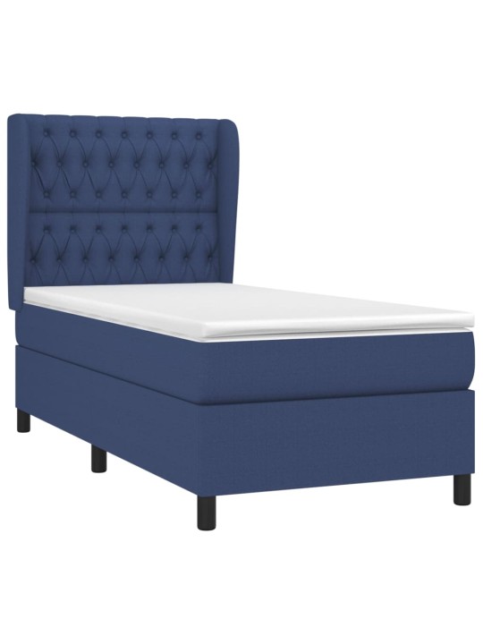 Box spring postel s matrací modrá 100 x 200 cm textil
