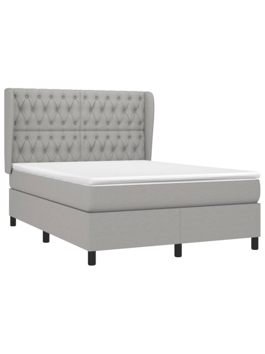 Box spring postel s matrací světle šedá 140 x 190 cm textil