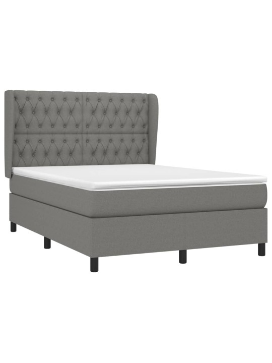 Box spring postel s matrací tmavě šedý 140 x 190 cm textil