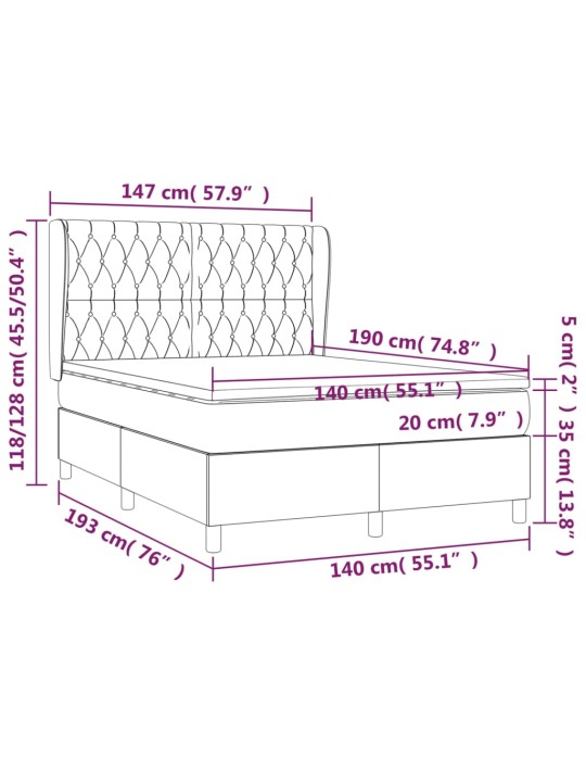 Box spring postel s matrací tmavě šedý 140 x 190 cm textil