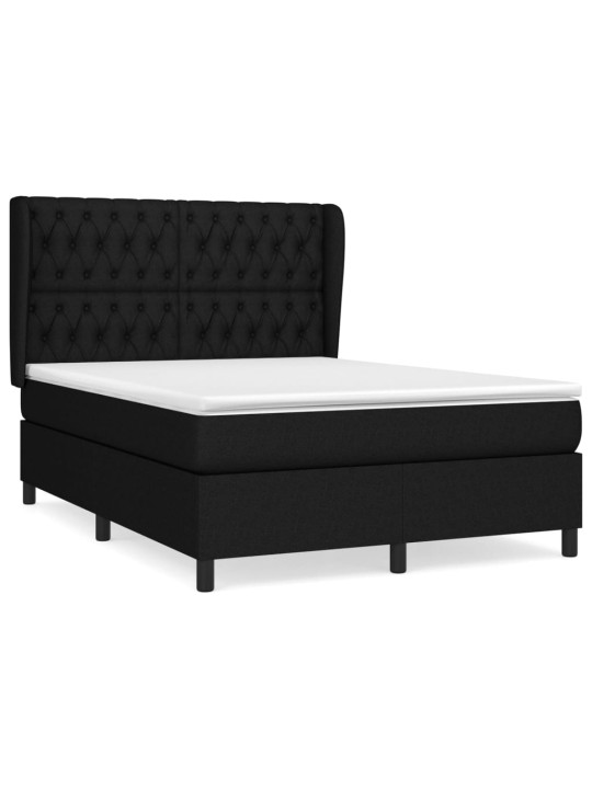 Box spring postel s matrací černá 140 x 190 cm textil