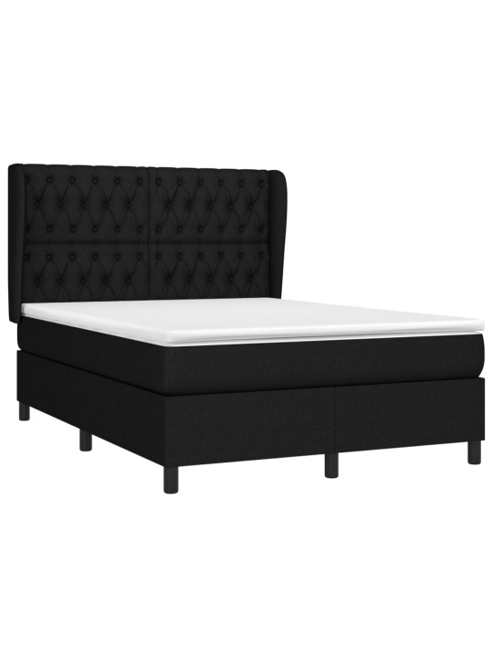 Box spring postel s matrací černá 140 x 190 cm textil