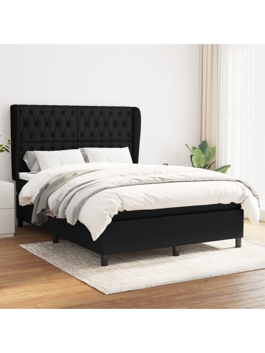 Box spring postel s matrací černá 140 x 190 cm textil
