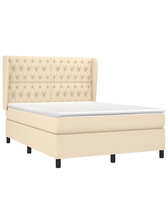 Box spring postel s matrací krémová 140x190 cm textil