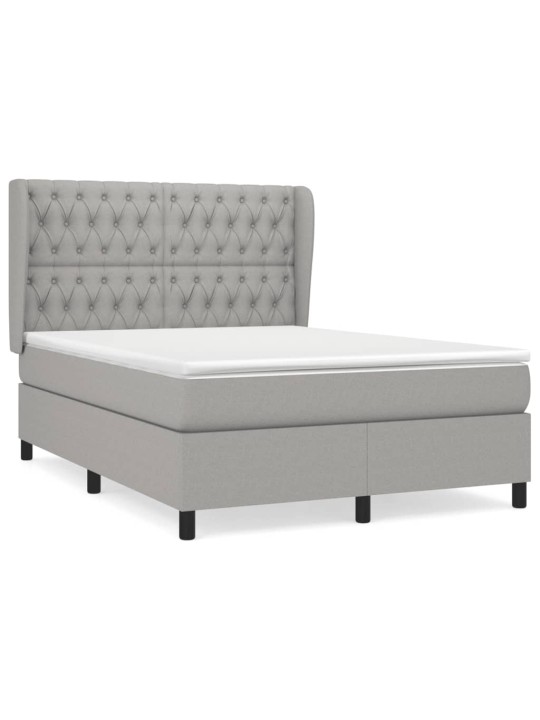 Box spring postel s matrací světle šedá 140 x 200 cm textil