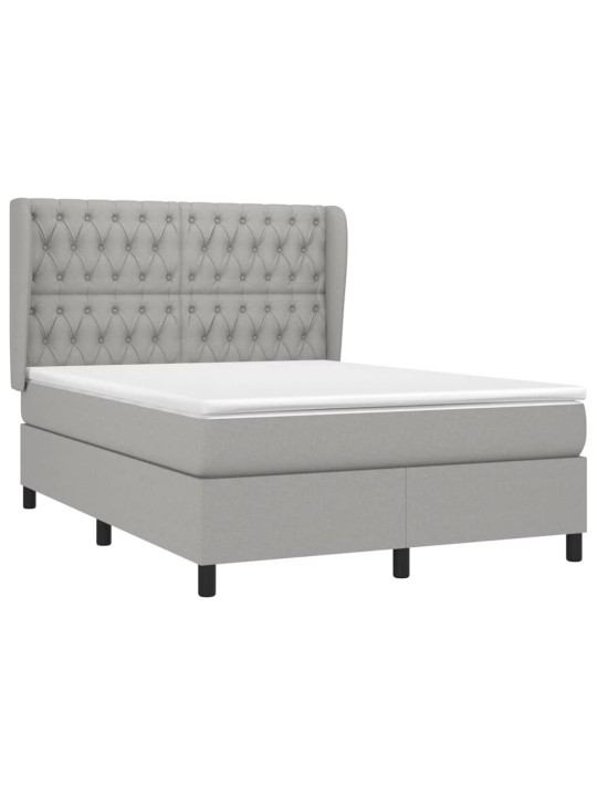 Box spring postel s matrací světle šedá 140 x 200 cm textil