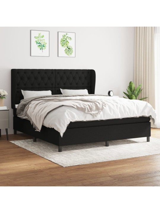 Box spring postel s matrací černá 160x200 cm textil