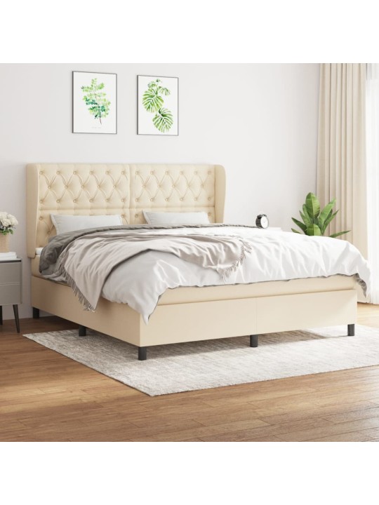 Box spring postel s matrací krémová 160x200 cm textil
