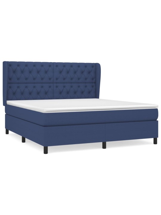 Box spring postel s matrací modrá 160x200 cm textil