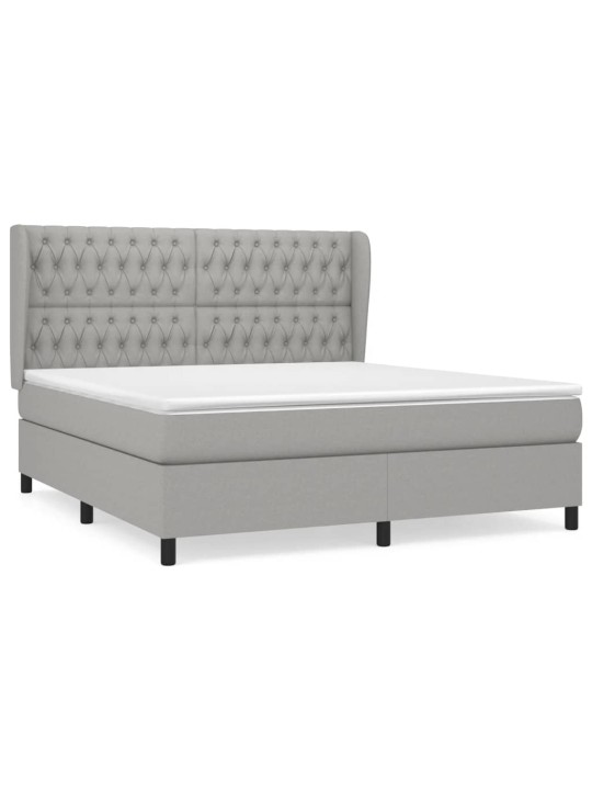 Box spring postel s matrací světle šedá 180 x 200 cm textil
