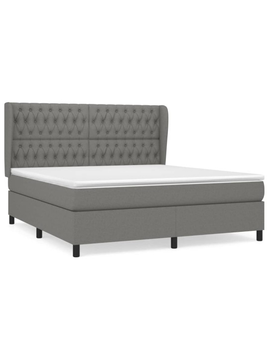 Box spring postel s matrací tmavě šedá 180x200 cm textil