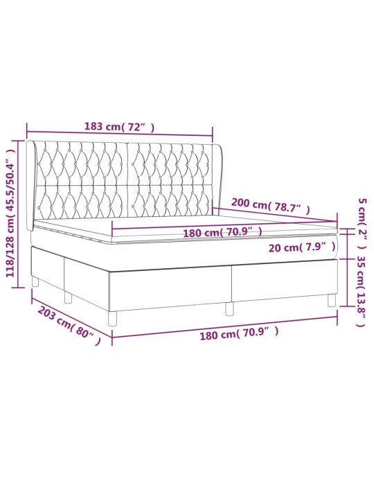 Box spring postel s matrací tmavě šedá 180x200 cm textil