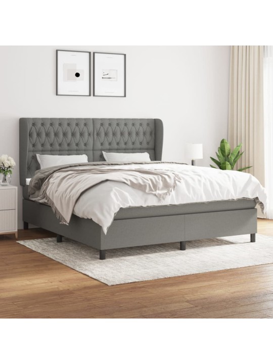 Box spring postel s matrací tmavě šedá 180x200 cm textil