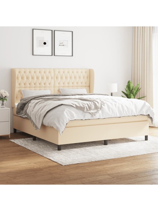 Box spring postel s matrací krémová 180x200 cm textil
