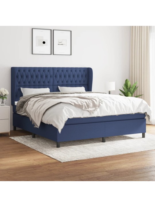 Box spring postel s matrací modrá 180x200 cm textil