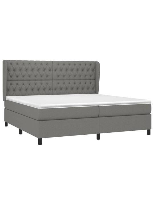 Box spring postel s matrací tmavě šedá 200x200 cm textil