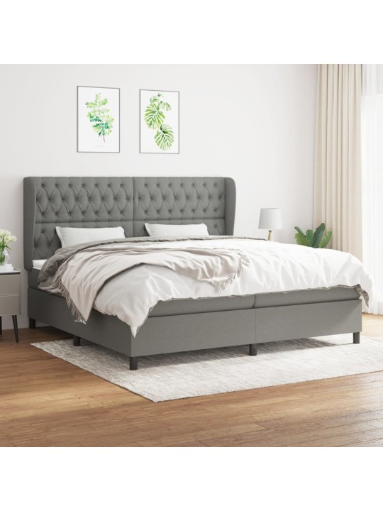 Box spring postel s matrací tmavě šedá 200x200 cm textil