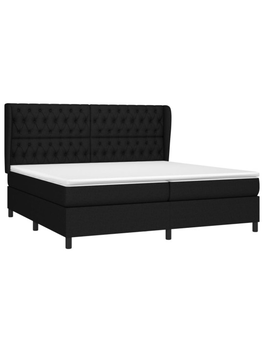 Box spring postel s matrací černá 200x200 cm textil