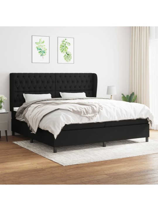 Box spring postel s matrací černá 200x200 cm textil