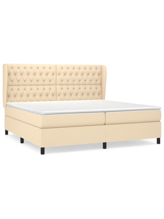 Box spring postel s matrací krémová 200x200 cm textil