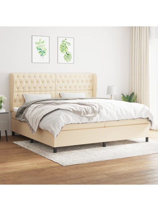 Box spring postel s matrací krémová 200x200 cm textil
