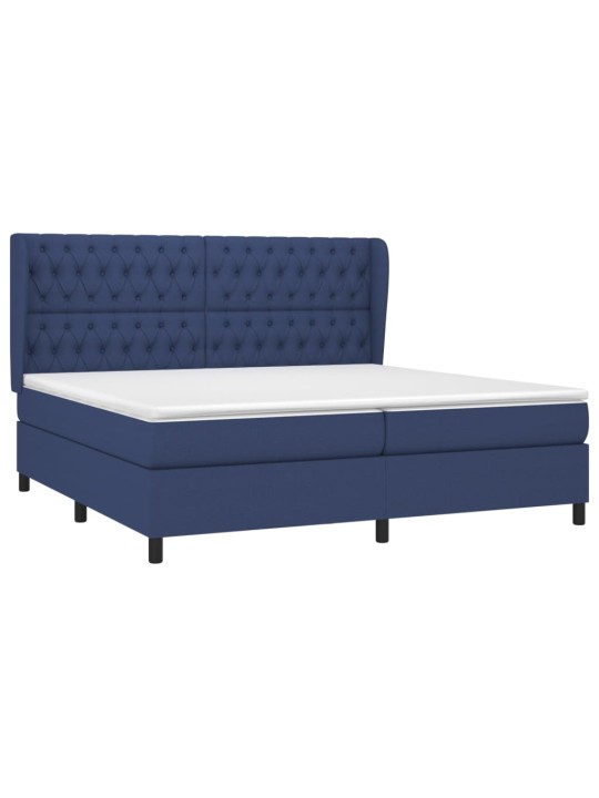 Box spring postel s matrací modrá 200x200 cm textil