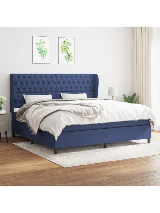 Box spring postel s matrací modrá 200x200 cm textil
