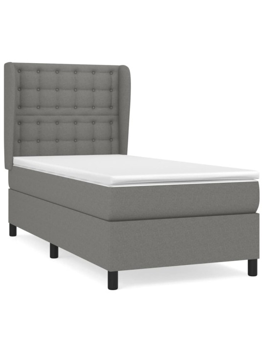 Box spring postel s matrací tmavě šedá 80 x 200 cm textil