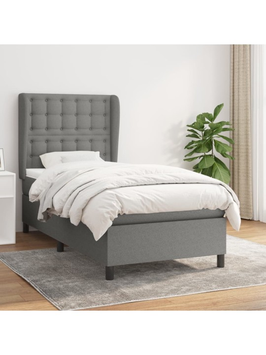 Box spring postel s matrací tmavě šedá 80 x 200 cm textil